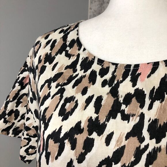 OUI Leopard Print Linen Blouse - Picture 4 of 9